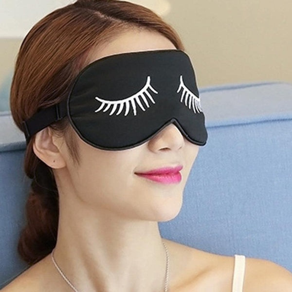 Eyelashes Print Faux Silk Eye Mask