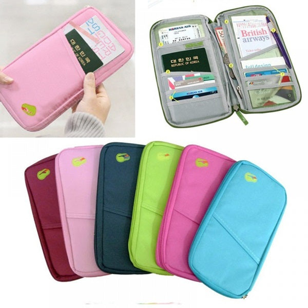 Long Passport Travel Pouch (Pink Color), Long Travel Passport Pouch Credit Debit Card Ticket Coins Money Holder Wallet