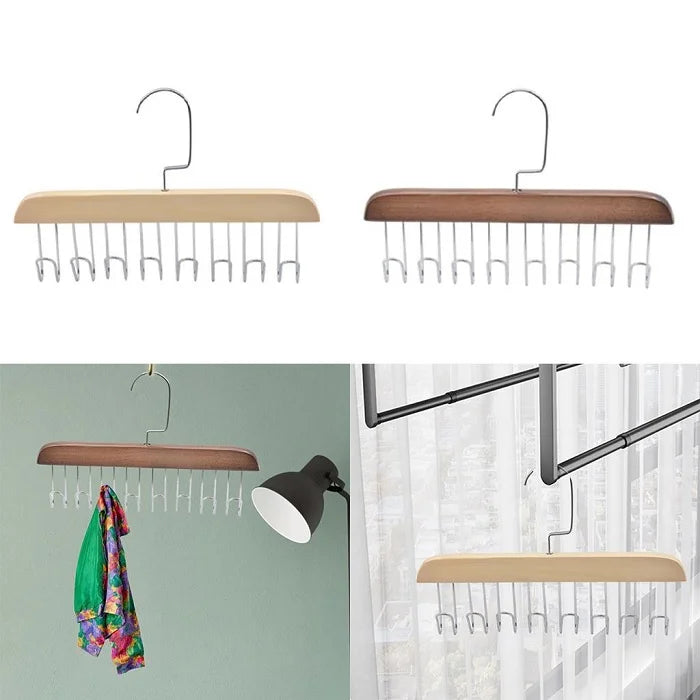 8 Hook Wooden Multi Use Hanger - 1 Pc