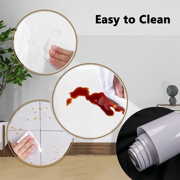 Self Adhesive Oil Proof Wall Sticker Roll With Cutter, Self-Adhesive Wallpaper Wall Protector, Oil Proof Waterproof Contact Paper For Kitchen Cabinets, Whiteboard, Shelf Drawer Liner
