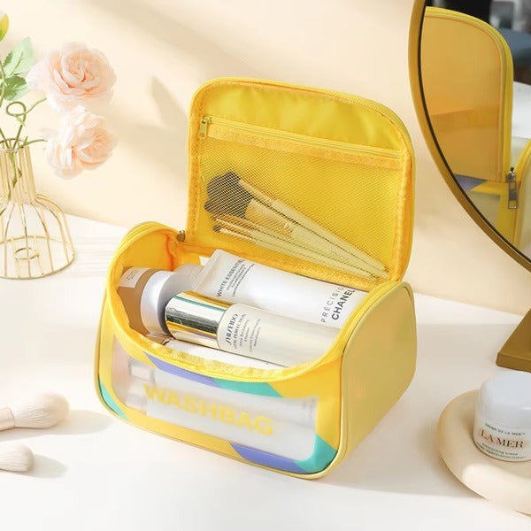 Large Capacity Makeup Wash Bag, Cosmetic Bag Clear Toiletry Bag, Wash Make Up Bag PVC Waterproof Zippered Cosmetic Bag, Large Capacity Carry Pouch Portable Carry Pouch for Women Men