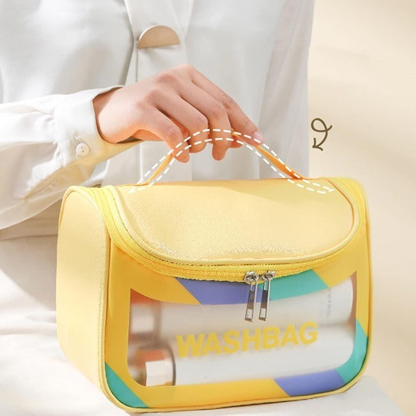 Large Capacity Makeup Wash Bag, Cosmetic Bag Clear Toiletry Bag, Wash Make Up Bag PVC Waterproof Zippered Cosmetic Bag, Large Capacity Carry Pouch Portable Carry Pouch for Women Men