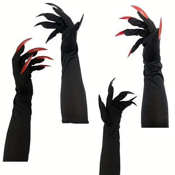 Halloween Ghost Gloves (1Pair), Halloween Gloves Long Fingernails Gloves, Halloween Witch Gloves Devil Ghost Gloves