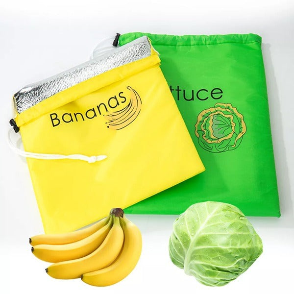 Insulated Vegetable Bag, Reusable Produce Bags Design, Durable Banana Bags, Reusable Shopping Bags, Grocery Produce Net Bags, Drawstring Bags Mesh Vegetables for Fruits and Vegetables