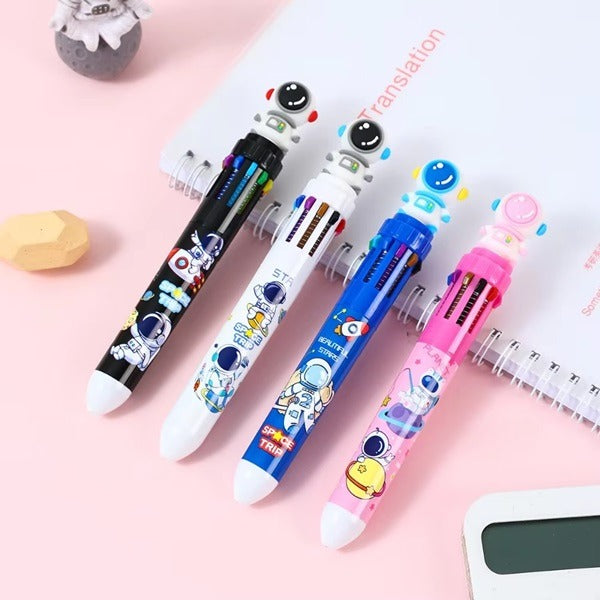 10 Colors Astronaut Ball Pen (Pack of 2 Pcs), 10 In 1 Ball Point Pen, Space Theme Return Gifts For Kids