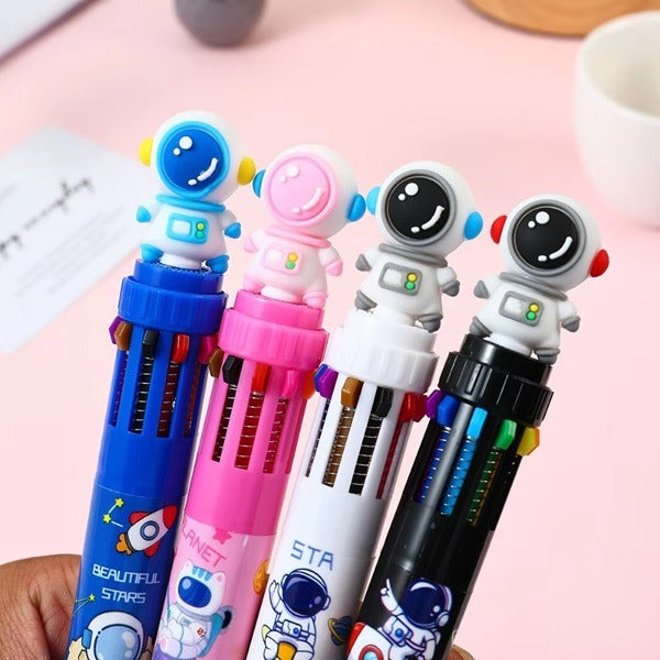 10 Colors Astronaut Ball Pen (Pack of 2 Pcs), 10 In 1 Ball Point Pen, Space Theme Return Gifts For Kids