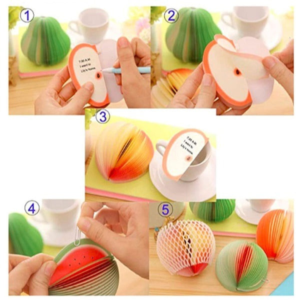 Fruit Shape Sticky Notes (Pack of 2 Pcs), 3D Fruit Memo Pad Self-Adhesive Sticky Notes Office School Supply Pear