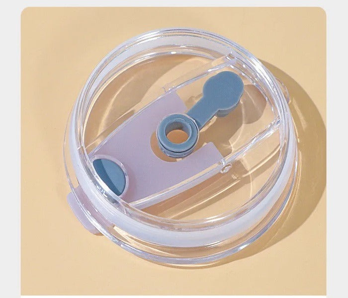 Cartoon Printed Glass Sipper Mug With Silicone Straw