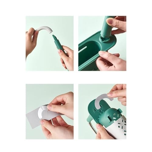 Adjustable Telescopic Sink Shelf (Random), Kitchen Sink Organizer Telescopic Sink Storage Rack, Telescopic Sink Rack Holder Expandable Storage Drain Basket with Cloth Hanger Holder