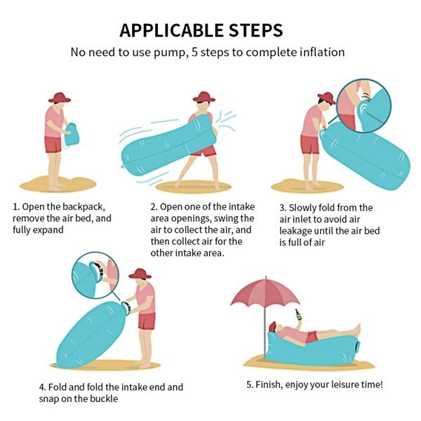 Inflatable Camping Air Sofa, Portable Air Sleeping Bed Lounger for Beach, Camping & Trekking