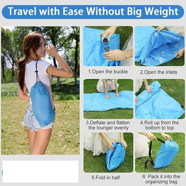 Inflatable Camping Air Sofa, Portable Air Sleeping Bed Lounger for Beach, Camping & Trekking