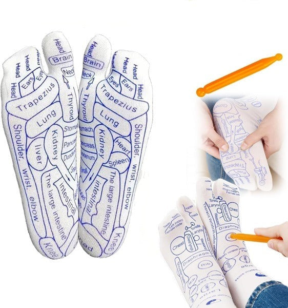 Acupressure Reflexology Socks With Massage Stick for Men & Women, Point Foot Massager Tool