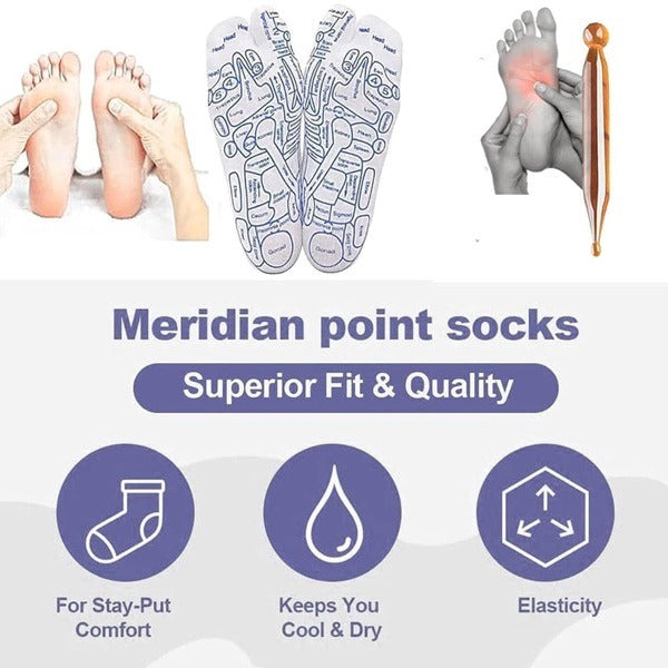 Acupressure Reflexology Socks With Massage Stick for Men & Women, Point Foot Massager Tool