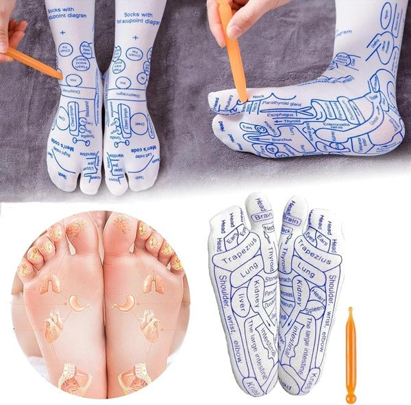 Acupressure Reflexology Socks With Massage Stick for Men & Women, Point Foot Massager Tool