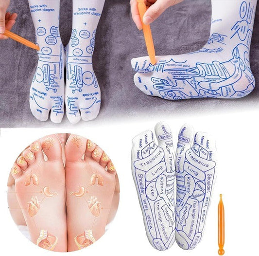 Acupressure Reflexology Socks With Massage Stick for Men & Women, Point Foot Massager Tool