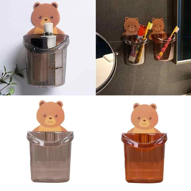 Cartoon Bear Self-adhesive Toothbrush Holder - 1 Pc