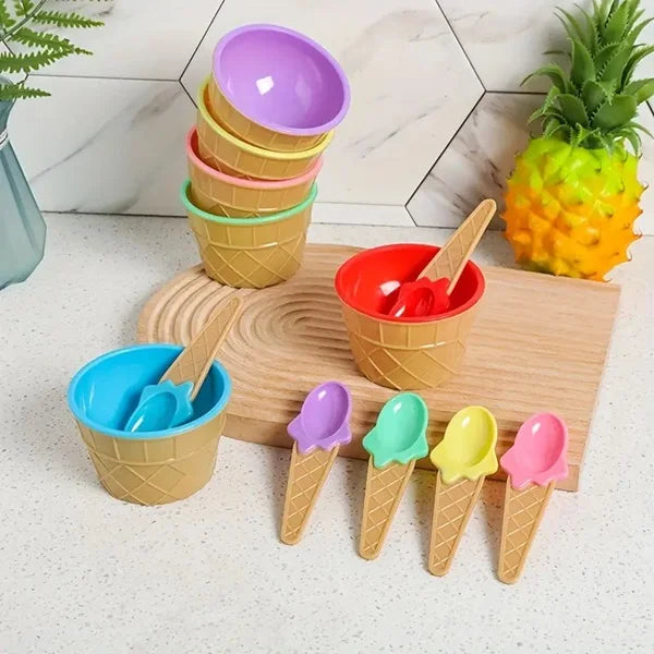 Ice Cream Bowl With Spoon (Pack of 2 Pcs)