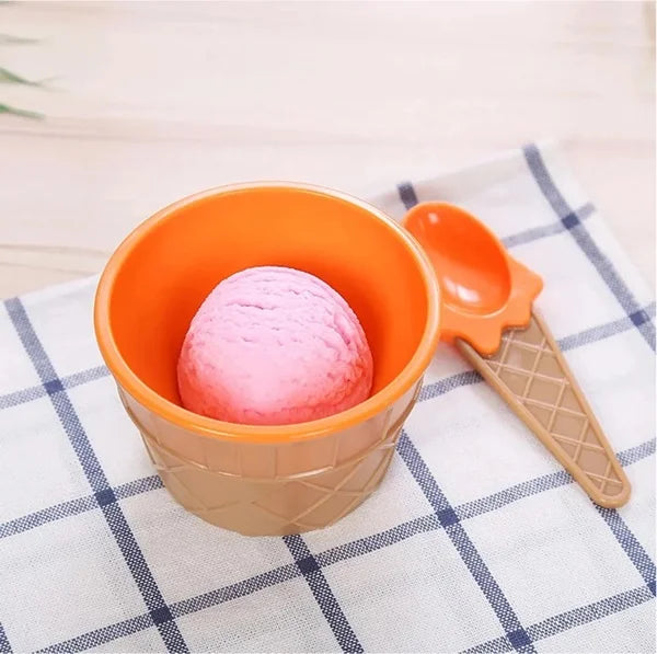 Ice Cream Bowl With Spoon (Pack of 2 Pcs)