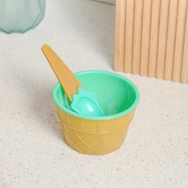 Ice Cream Bowl With Spoon (Pack of 2 Pcs)