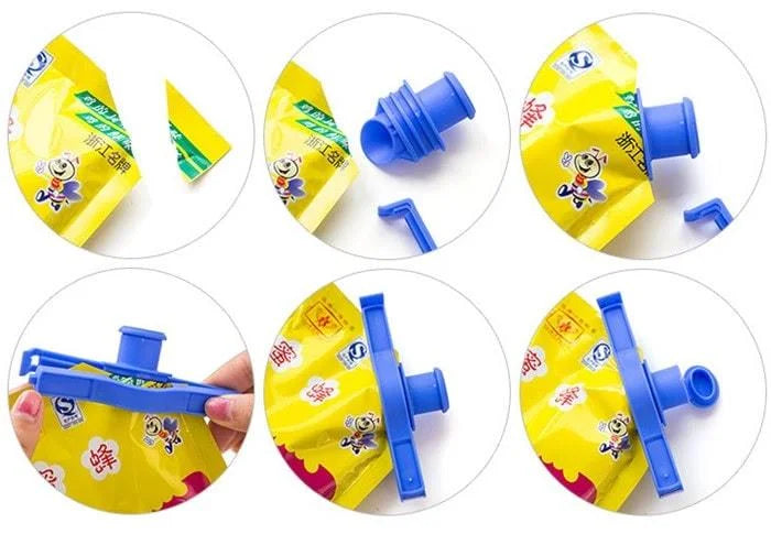 Food Bag Sealing Clip with Nozzle (Pack of 5 Pcs)