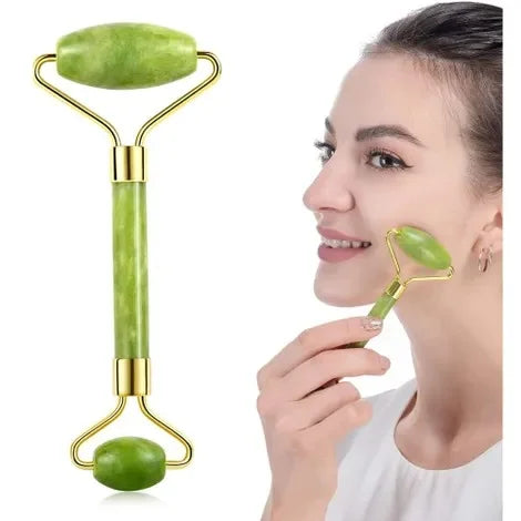 Flawless Facial Massage Jade Roller for Women is Natural Himalayan Stone Gua Sha Stone with Face Roller, helps Skin Wrinkles & Serum Application