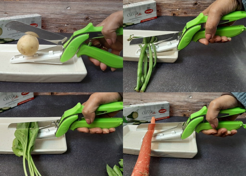 Multipurpose Clever Cutter, Food Scissors for Quick and Easy Cutting, Clever Cutter Kitchen Knife with Stainless Steel Blade