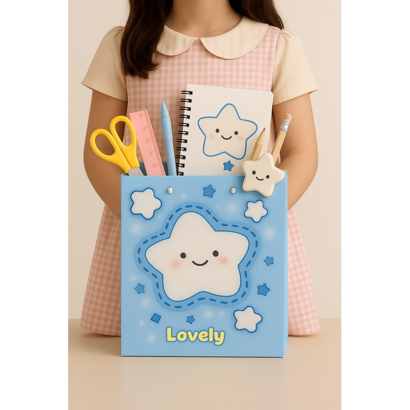 Cute Blue Bag with Star Design – 'Lucky' Printed – Ideal for Birthdays, Baby Showers & Special Occasions