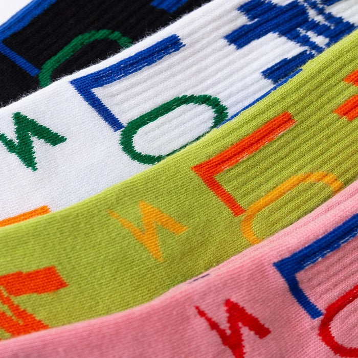 English Letter Graphic Cotton Sock