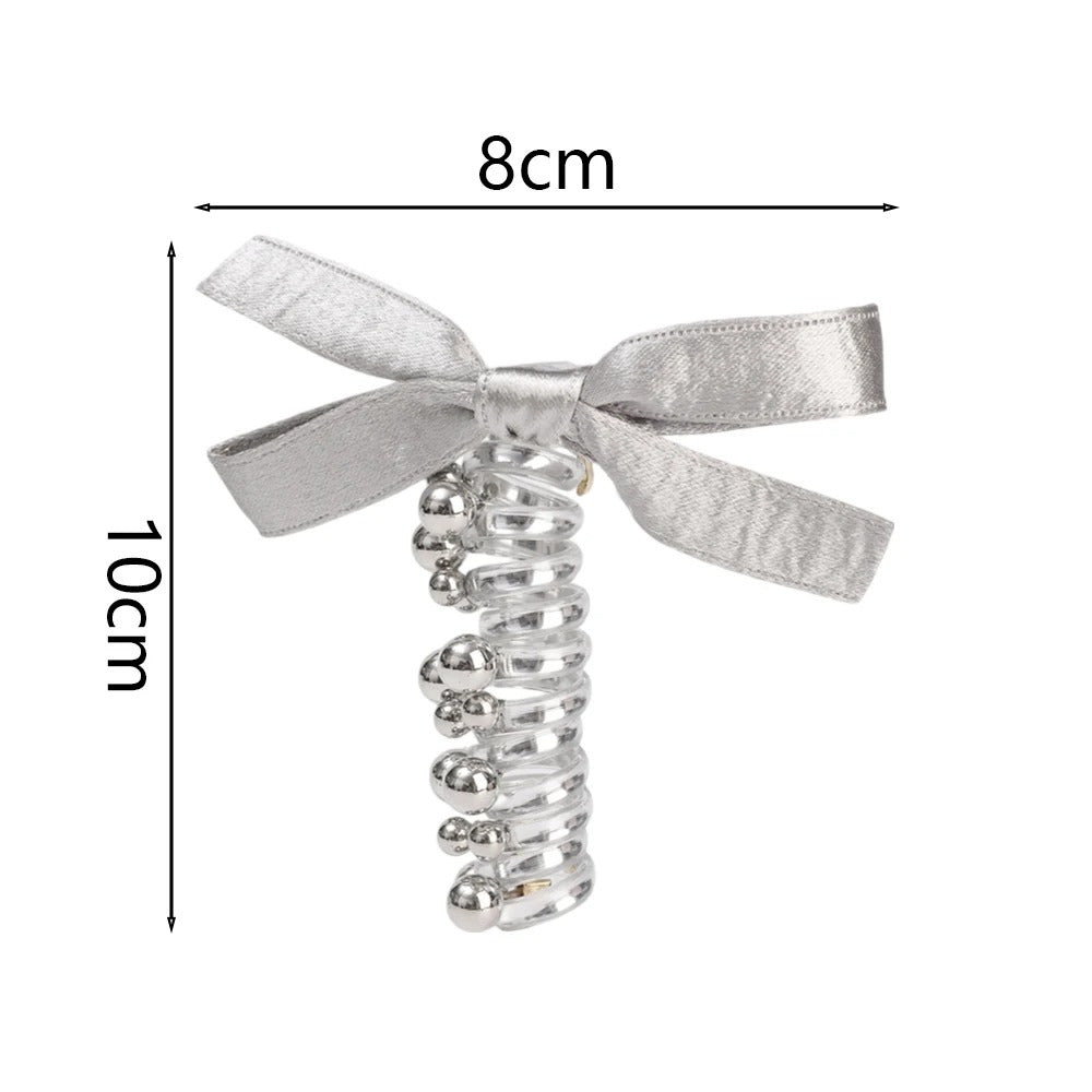 Elastic Bow Spiral Hair Ties Shiny Bowknot Braided Ponytail Holders Silvery Telephone Wire Hairband Girls