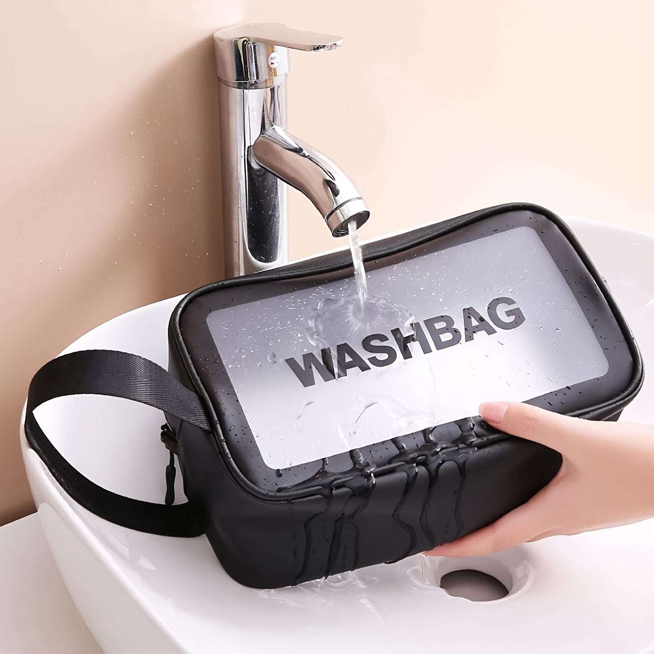 3PCs Set PVC Waterproof Toiletry Bag, Large Capacity Toiletry Bag, Portable Handheld Makeup Bag, Travel Storage Bag, Cosmetic/Toiletry Organizer, Student Dormitory Makeup Storage, Unisex Simple Makeup Bag, Pink/Black/White