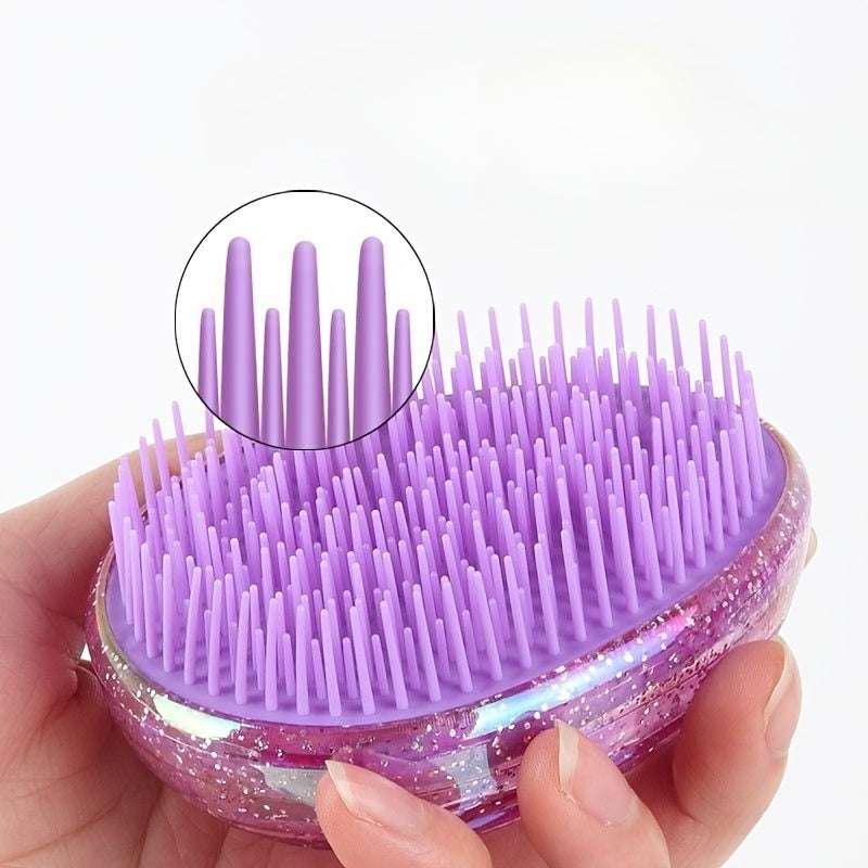 1pc Starry Egg-Shaped Hair Brush with Massage Combs, Portable and Durable ABS Plastic Handle, Plastic Bristles for Styling, Detangling, and Shaping Curly Hair (Random Colours)