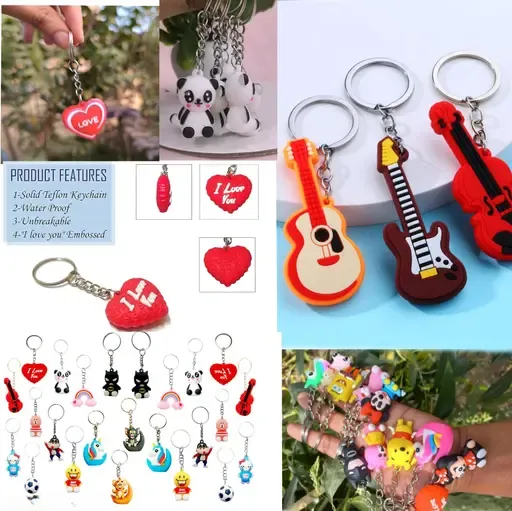 Mini Random Cartoon Keychain Combo – Soft Silicone Characters for Bags, Keys & Gifting (Pack Of 12)