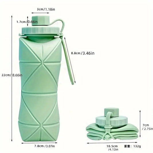 Portable Silicone Water Bottle – 600ML Leak-Proof & Space-Saving Design (random color)