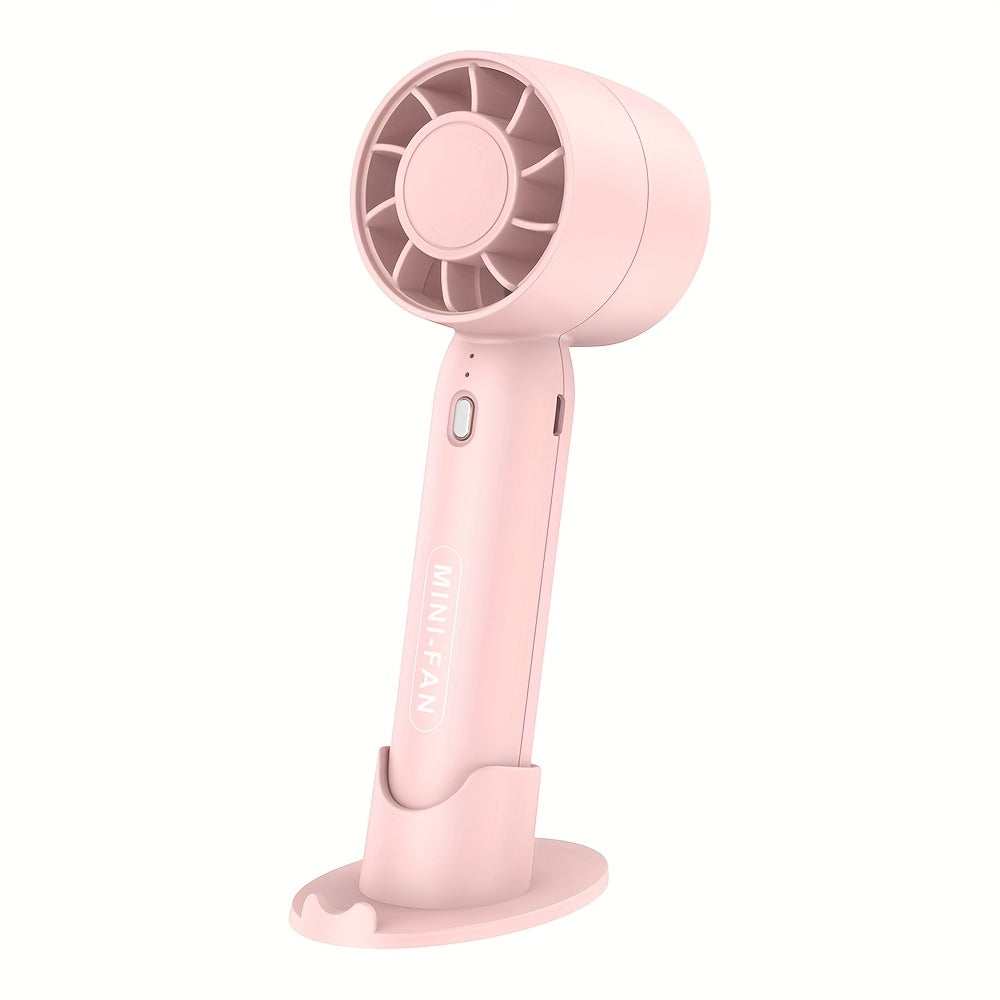 Portable Mini Fan, USB Rechargeable, with 3-speed Adjustment, Comes with Base Stand, Suitable for Home Use, Office, Outdoor Travel, (Random Colors) - 1 Pc