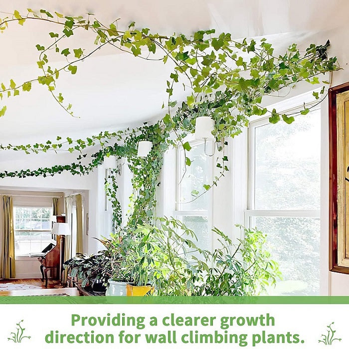 10 Pcs Leaf Shape Climbing Plant, Wall Vine Climbing Plant Support Hook Self-Adhesive Vines Traction Clips Leaf Shape Plant Fixer, Wire Fixing Cable Organizer with Adhesive Sticker