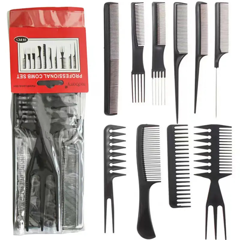 10 Pcs Hair Styling Professional Comb - Great for Hairdressers and Home Use