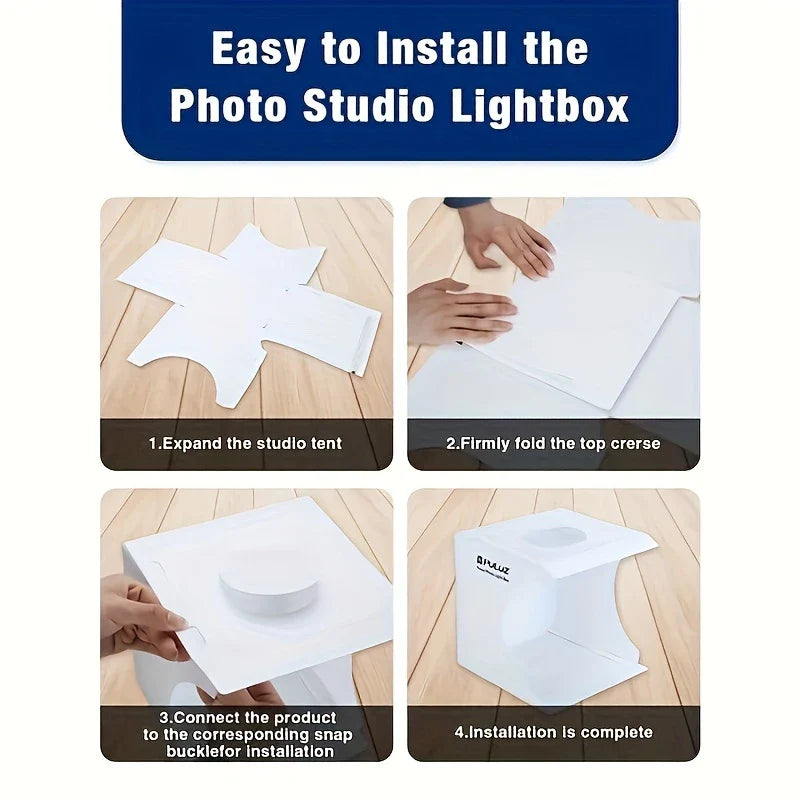 Compact 20cm White Mini Photo Studio Box with 20 LED Lights+ 2 Backdrops
