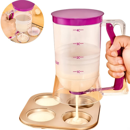 Handheld Batter Dispenser for Cup Cakes, Idli, Dosa, Utappa making, Plastic Measuring Cup Tool (Random Colors)