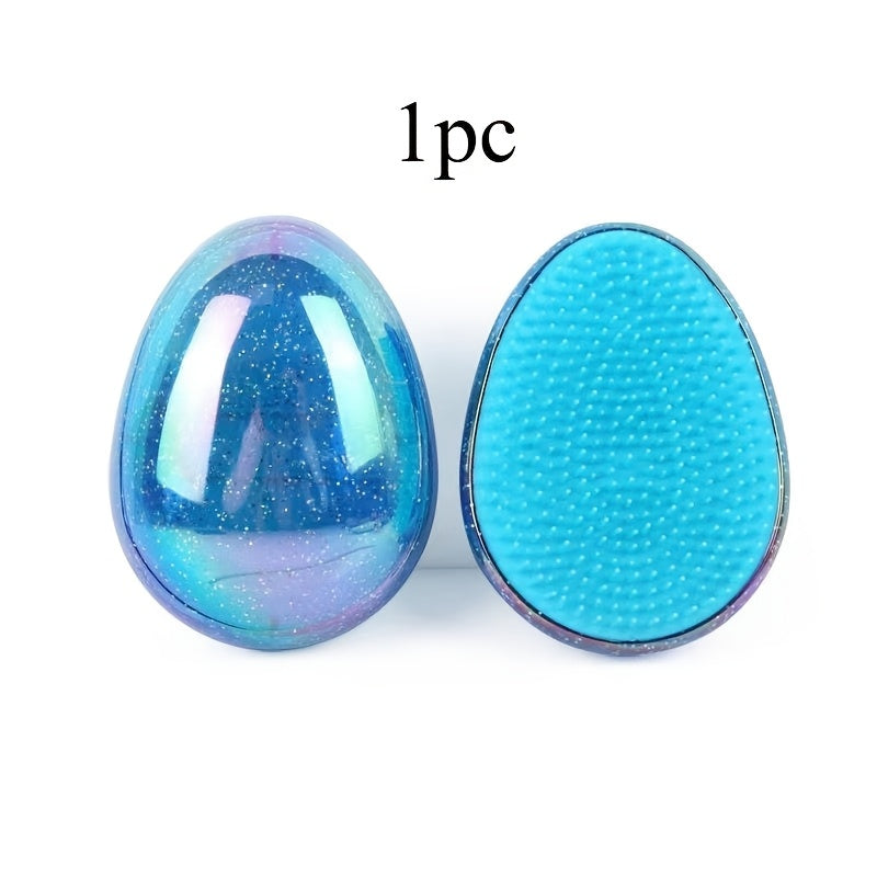 1pc Starry Egg-Shaped Hair Brush with Massage Combs, Portable and Durable ABS Plastic Handle, Plastic Bristles for Styling, Detangling, and Shaping Curly Hair (Random Colours)