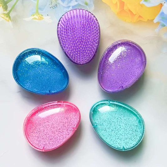 1pc Starry Egg-Shaped Hair Brush with Massage Combs, Portable and Durable ABS Plastic Handle, Plastic Bristles for Styling, Detangling, and Shaping Curly Hair (Random Colours)