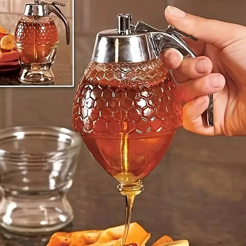 Beehive Style Honey Dispenser with a Stand, Suitable for Syrups, Sauces, And Condiments, Kitchen Tool for Olive Oil, Chocolate, And Sweetened Condensed Milk