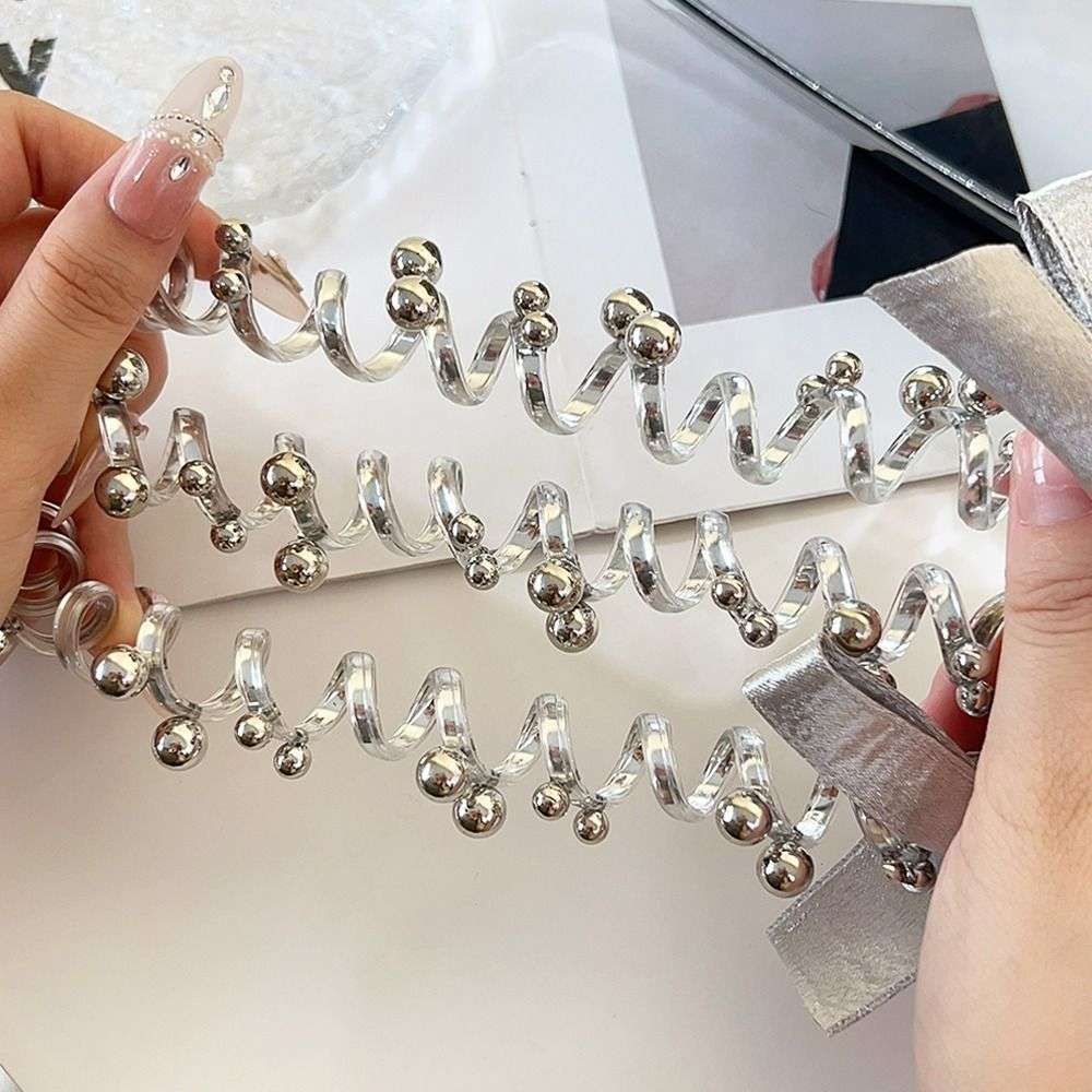Elastic Bow Spiral Hair Ties Shiny Bowknot Braided Ponytail Holders Silvery Telephone Wire Hairband Girls