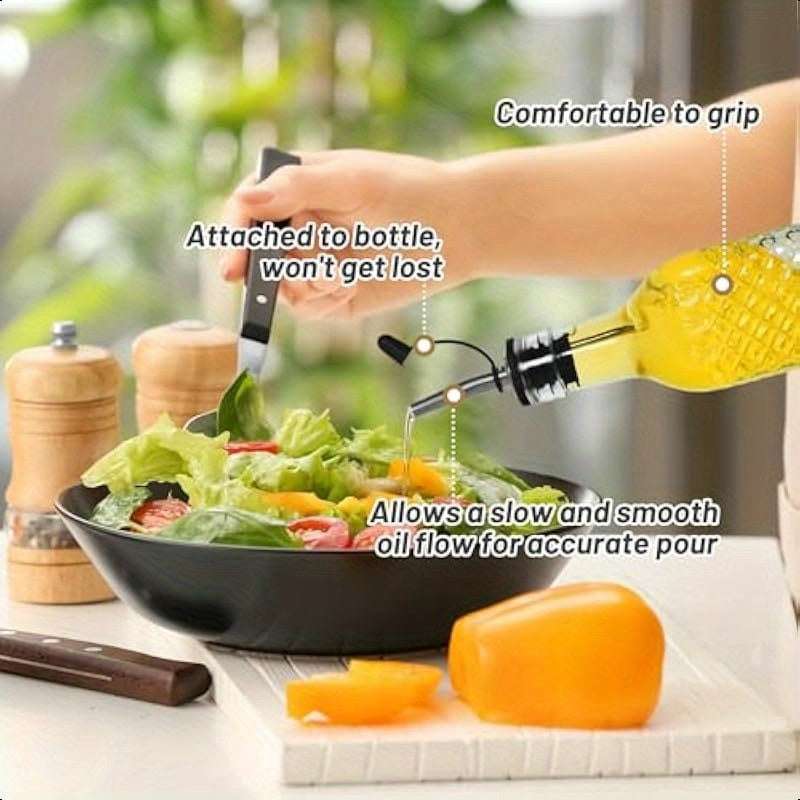 1 Pc Glass Oil Dispensers 500ml Oil and Vinegar Bottle with Pourer Square Shape (Random Design)