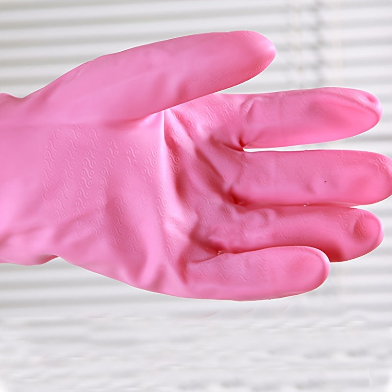 1 Pair Rubber Gloves for Kitchen, Dishwashing & Laundry - Long, Waterproof, Durable, PVC-Free, Warm Fleece Lined Cleaning Gloves, Dishwashing Gloves