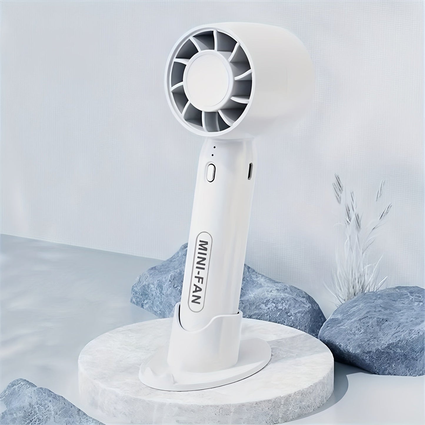 Portable Mini Fan, USB Rechargeable, with 3-speed Adjustment, Comes with Base Stand, Suitable for Home Use, Office, Outdoor Travel, (Random Colors) - 1 Pc