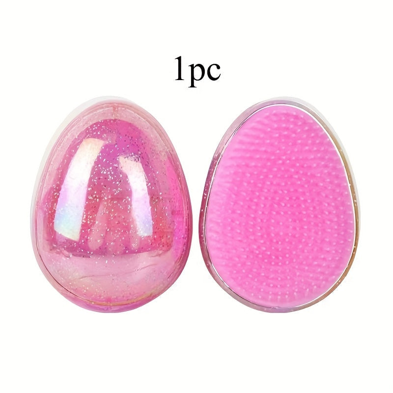 1pc Starry Egg-Shaped Hair Brush with Massage Combs, Portable and Durable ABS Plastic Handle, Plastic Bristles for Styling, Detangling, and Shaping Curly Hair (Random Colours)