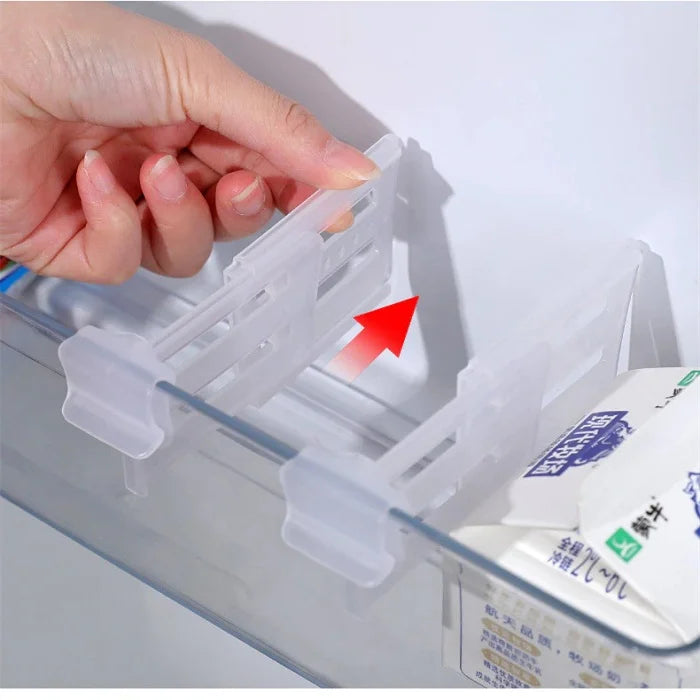 4 Pcs Fridge Organizer Adjustable Shelf Divider, Refrigerator Internal Drawer Shelf Divider Clip, Expandable Fridge Drawers Storage Partition Clips