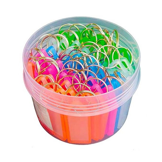 Colorful Plastic Key Label Tags – Keyring ID Name Tags Organizer (Pack of 50)