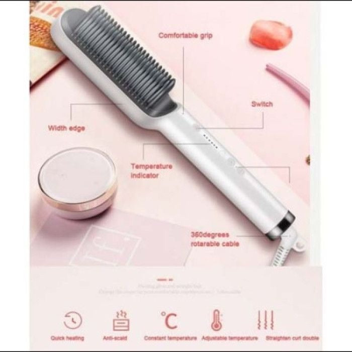 Hair Straightener HQT-909B Hair Straightener Brush Comb (Random Color)