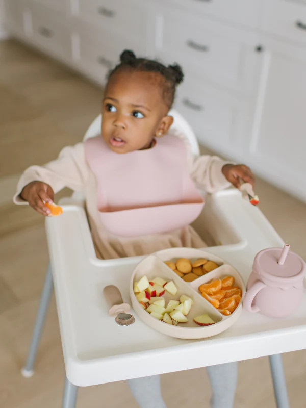 Silicone Bibs for Babies, Adjustable and Waterproof  Baby Bibs for Eating with Food Catcher Pocket (Random Color)